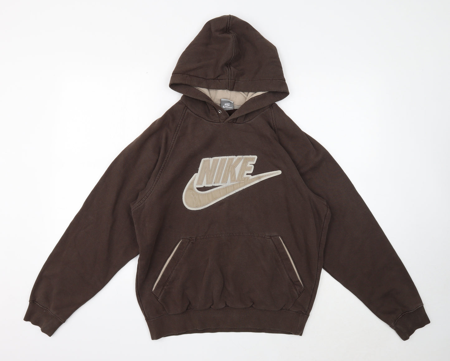 Nike Mens Brown Cotton Pullover Hoodie Size S