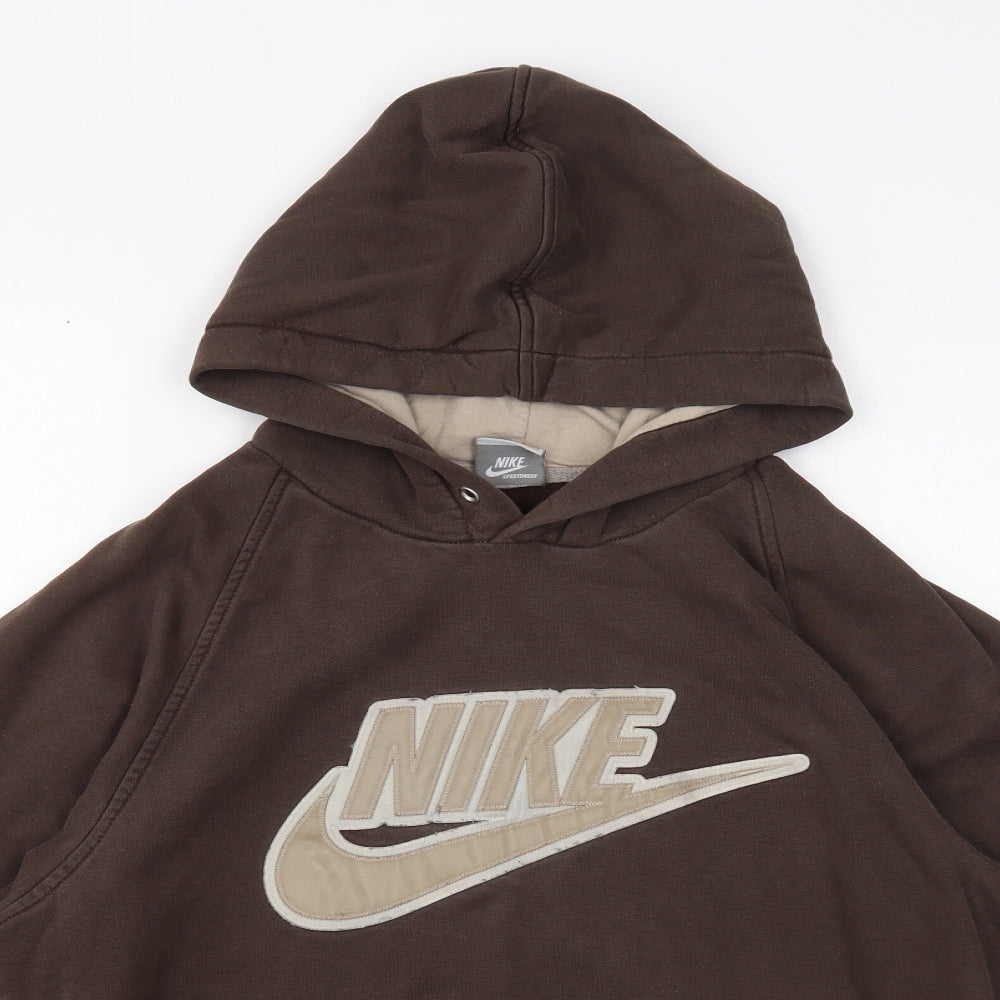 Nike Mens Brown Cotton Pullover Hoodie Size S