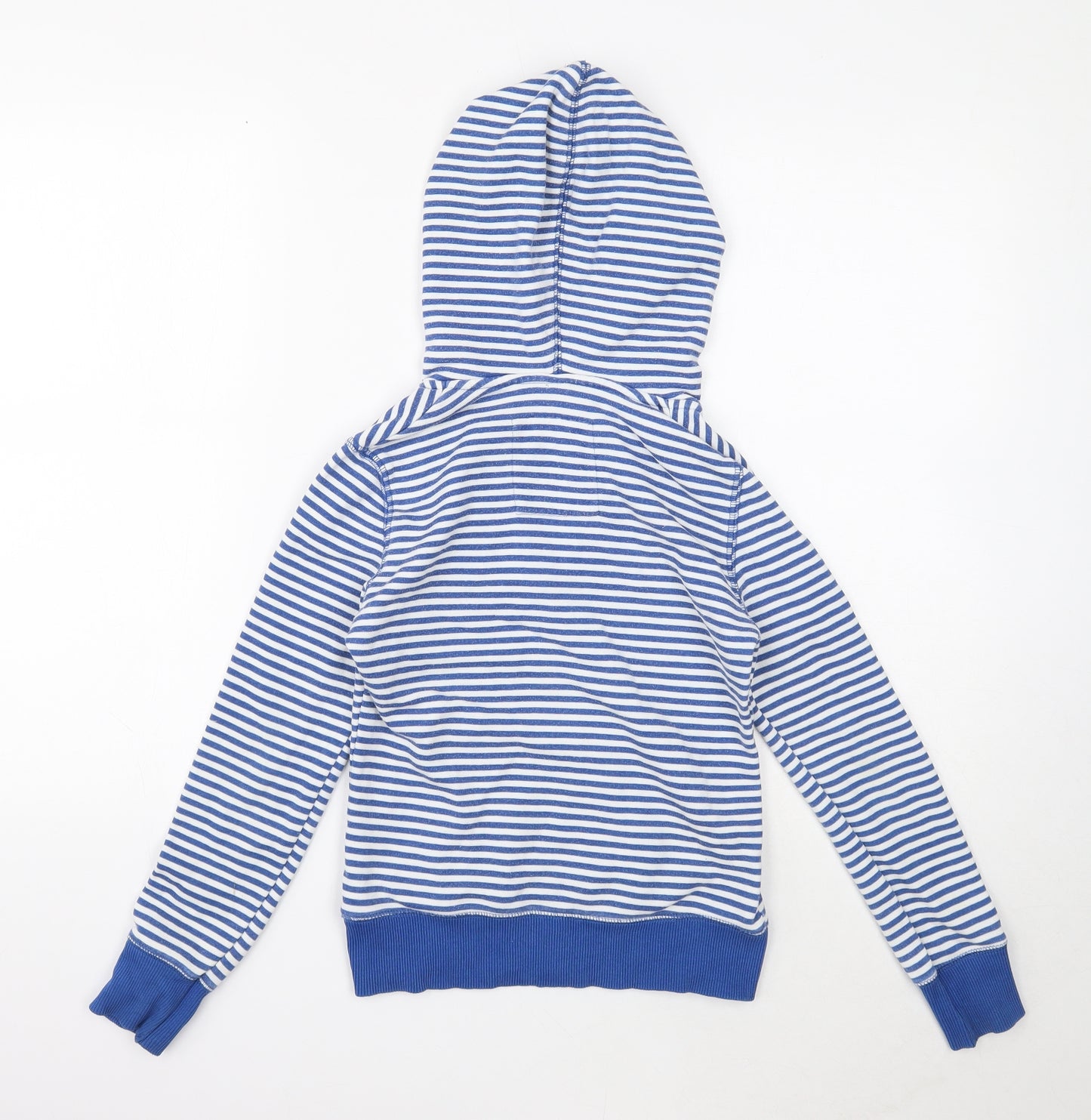 Zara Boys Blue Striped Cotton Pullover Hoodie Size 9-10 Years Pullover