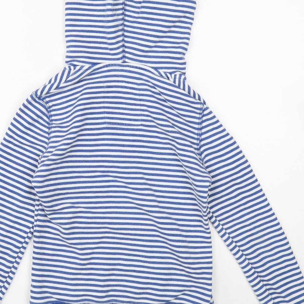 Zara Boys Blue Striped Cotton Pullover Hoodie Size 9-10 Years Pullover