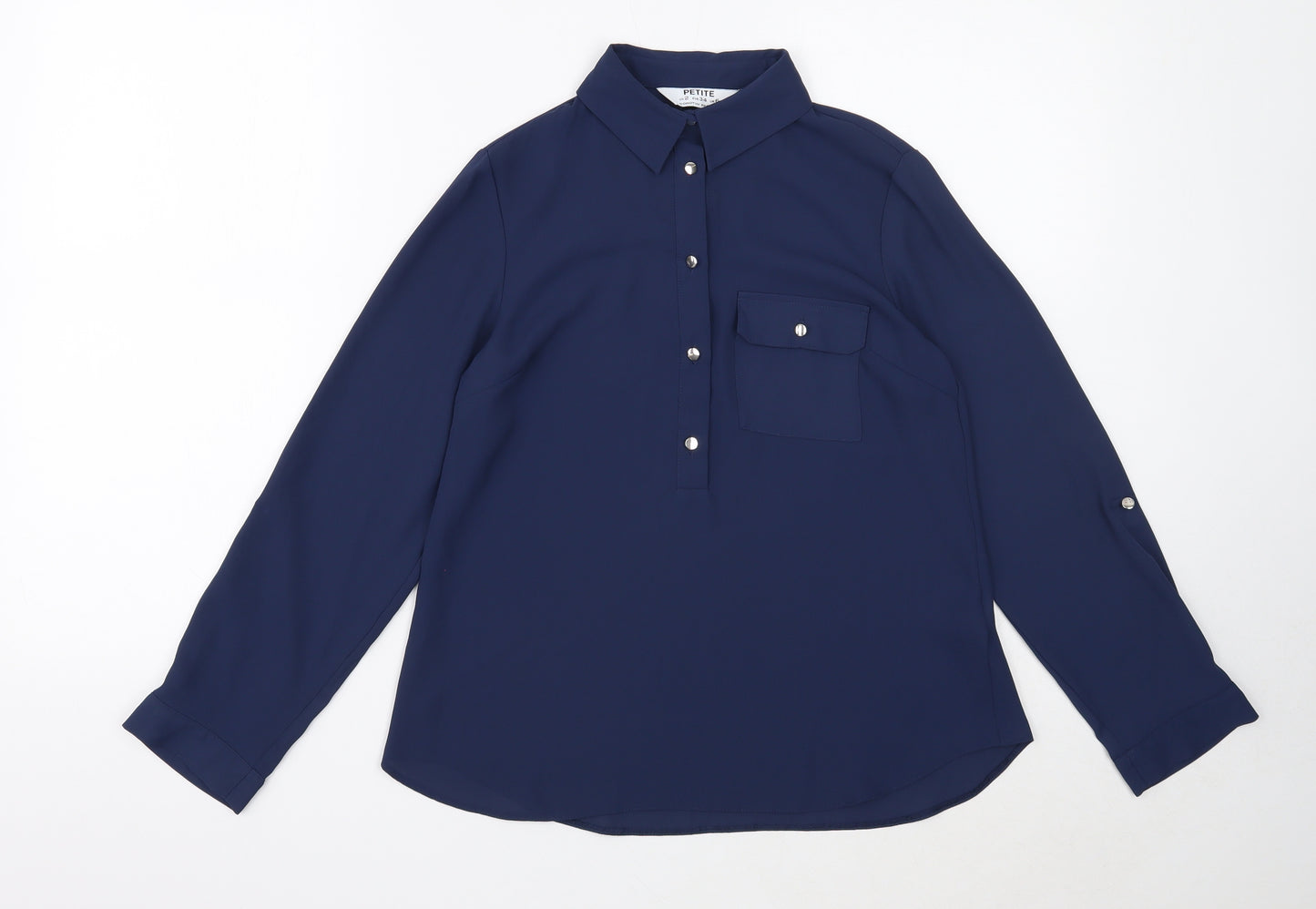 Dorothy Perkins Womens Blue Polyester Basic Blouse Size 6 V-Neck