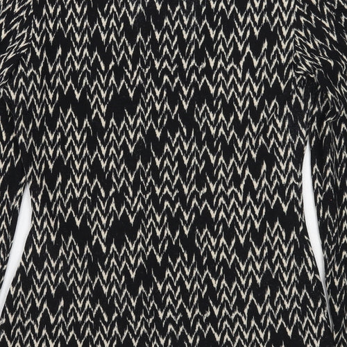 Warehouse Womens Black Scoop Neck Geometric Polyester Pullover Jumper Size 6 - Sleeve Ruching