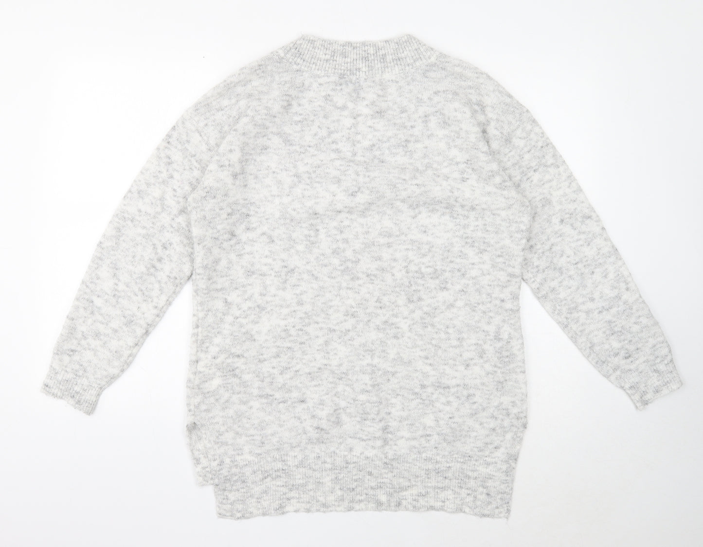 New Look Womens Grey V-Neck Polyester Pullover Jumper Size M