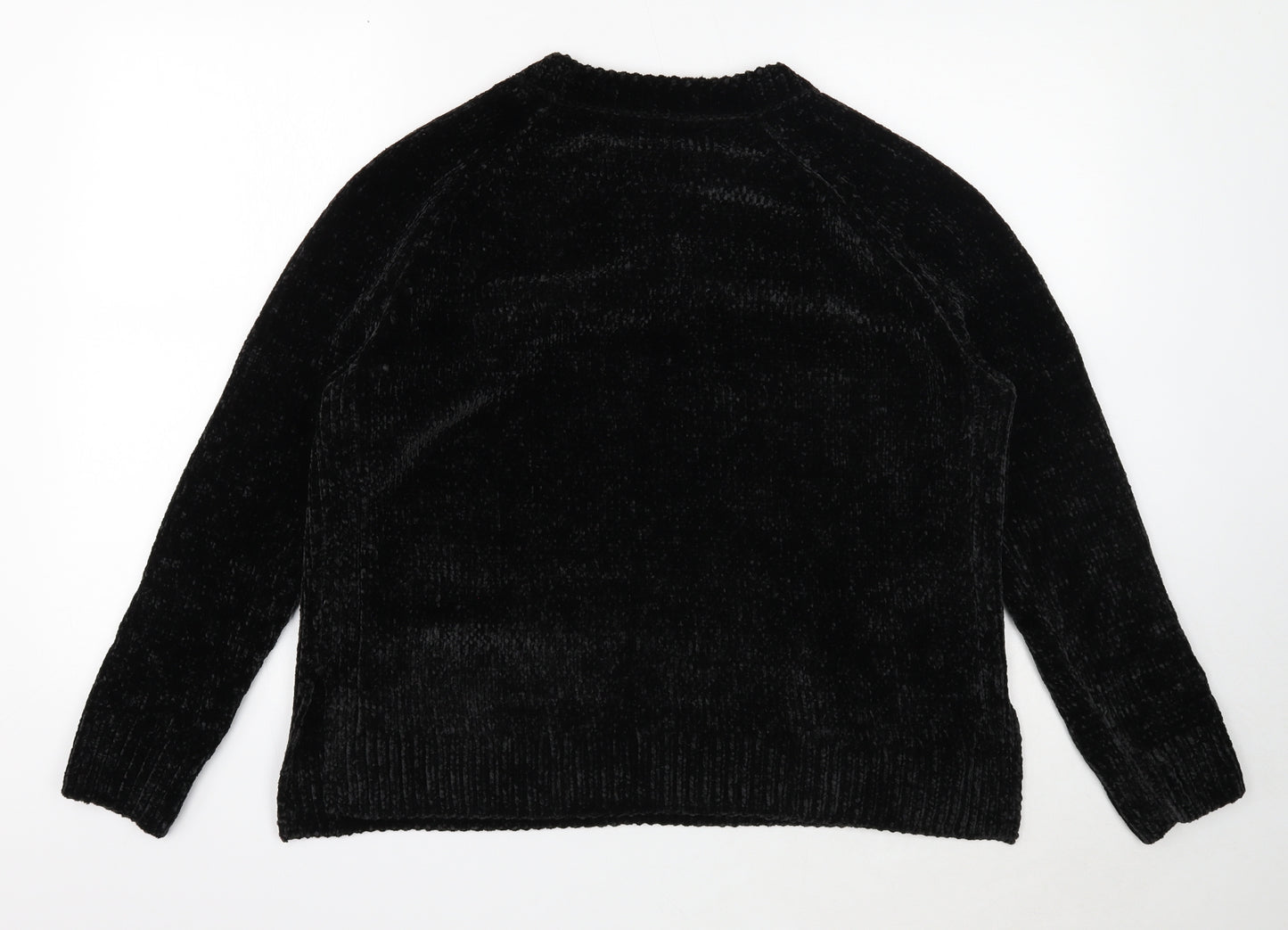 George Womens Black Scoop Neck Polyester Pullover Jumper Size 16 - Chenille