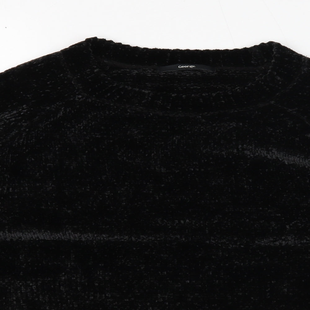 George Womens Black Scoop Neck Polyester Pullover Jumper Size 16 - Chenille