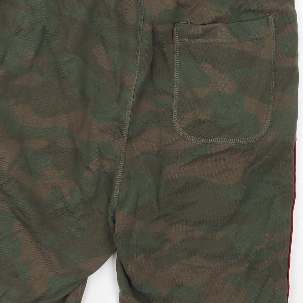 JACK & JONES Mens Green Camouflage Cotton Sweat Shorts Size M Regular Drawstring