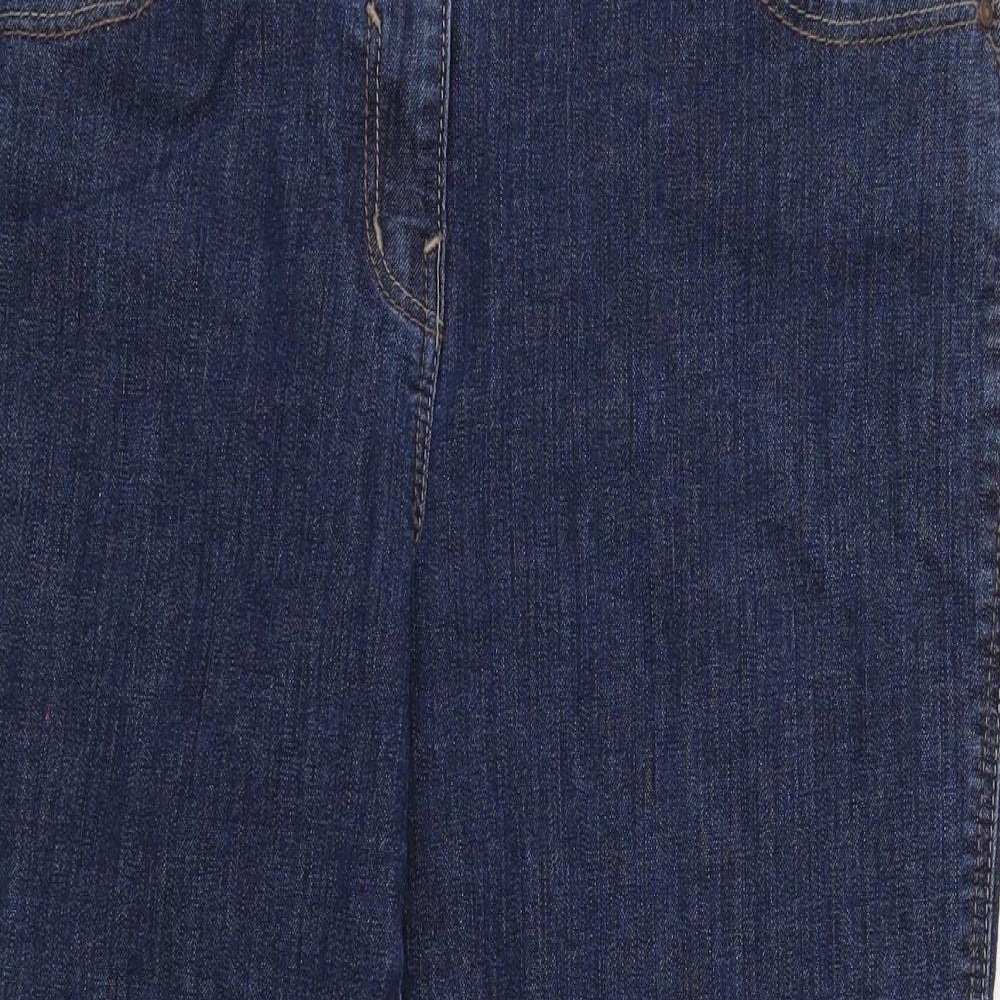 George Womens Blue Cotton Cropped Jeans Size 14 Regular Zip