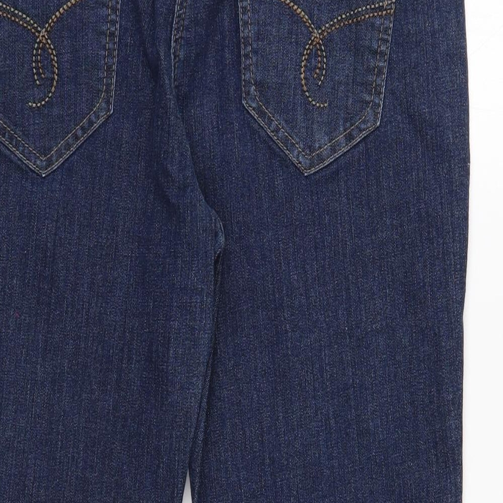 George Womens Blue Cotton Cropped Jeans Size 14 Regular Zip