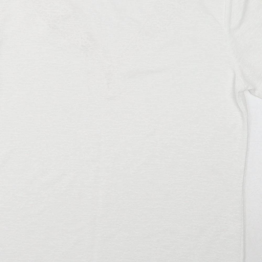 Papaya Womens White Polyester Basic T-Shirt Size 10 V-Neck - Lace Detail