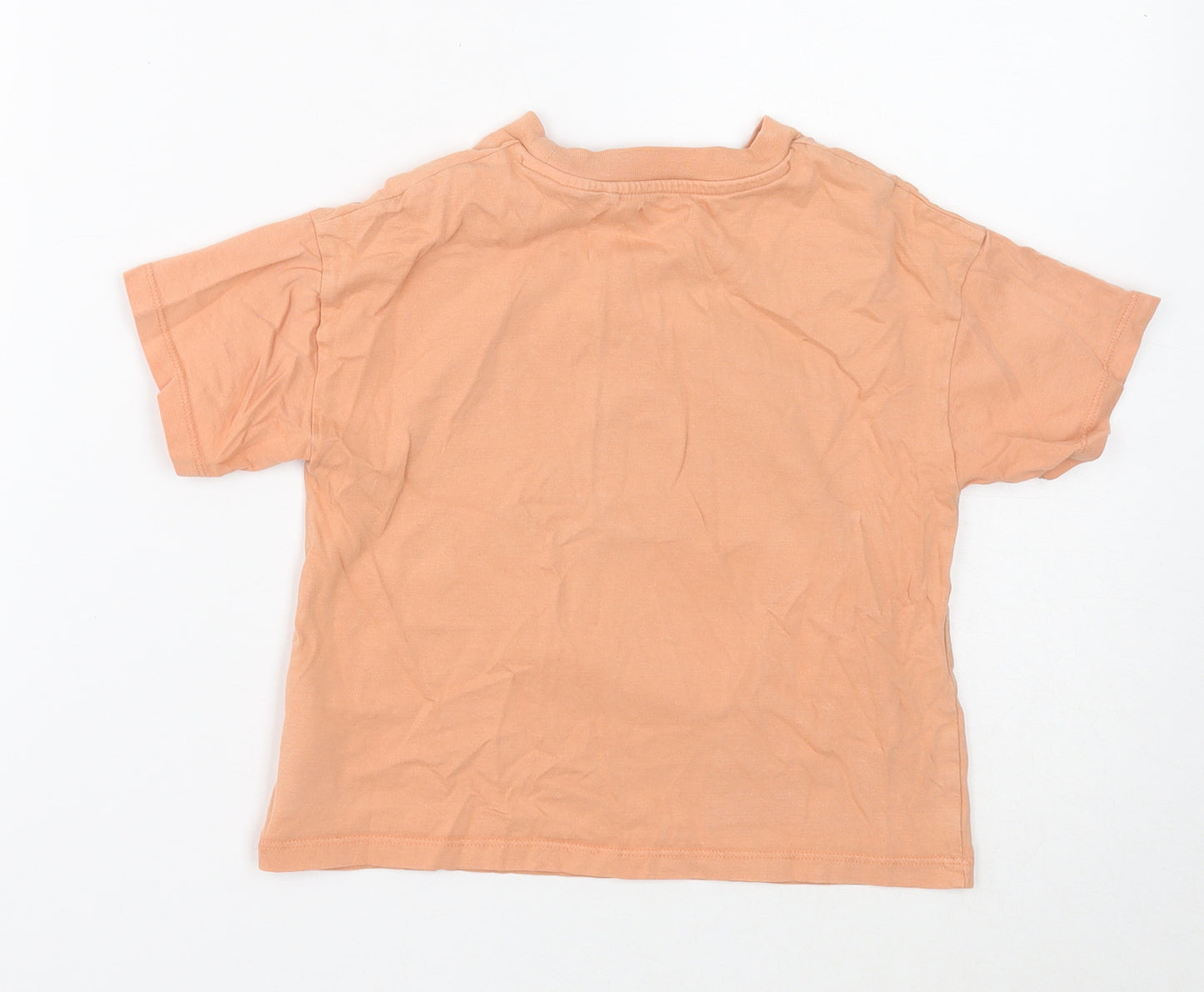 NEXT Girls Orange Cotton Basic T-Shirt Size 5 Years Round Neck Pullover - Sunshine State of Mind