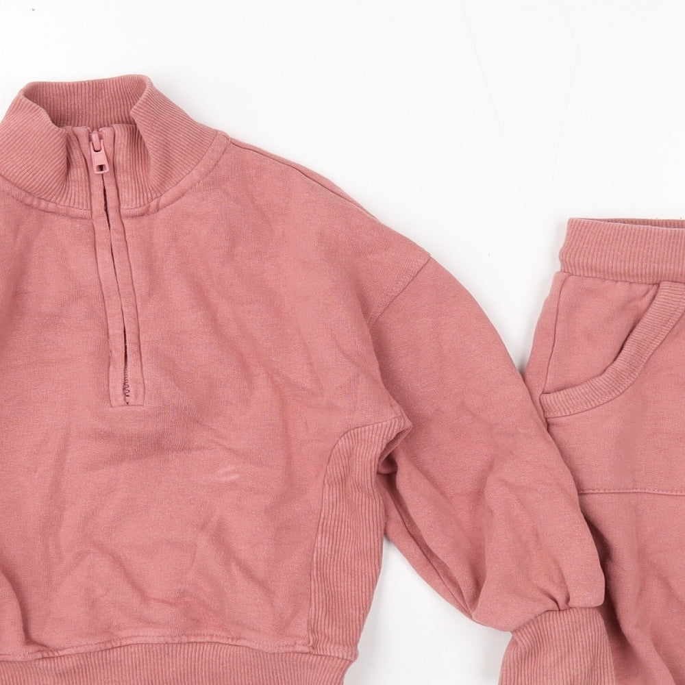 NEXT Girls Pink Cotton Pullover Sweatshirt Size 5 Years Zip - Sweatshirt and Jogger Set