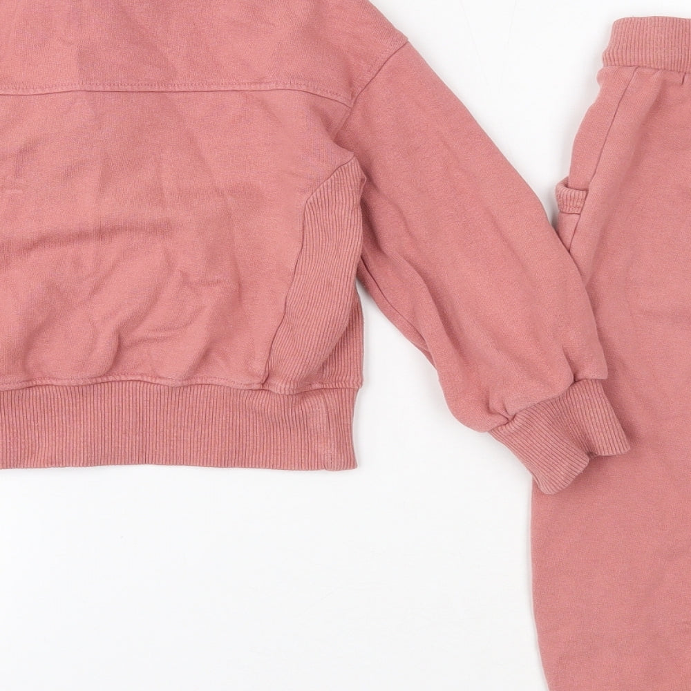 NEXT Girls Pink Cotton Pullover Sweatshirt Size 5 Years Zip - Sweatshirt and Jogger Set