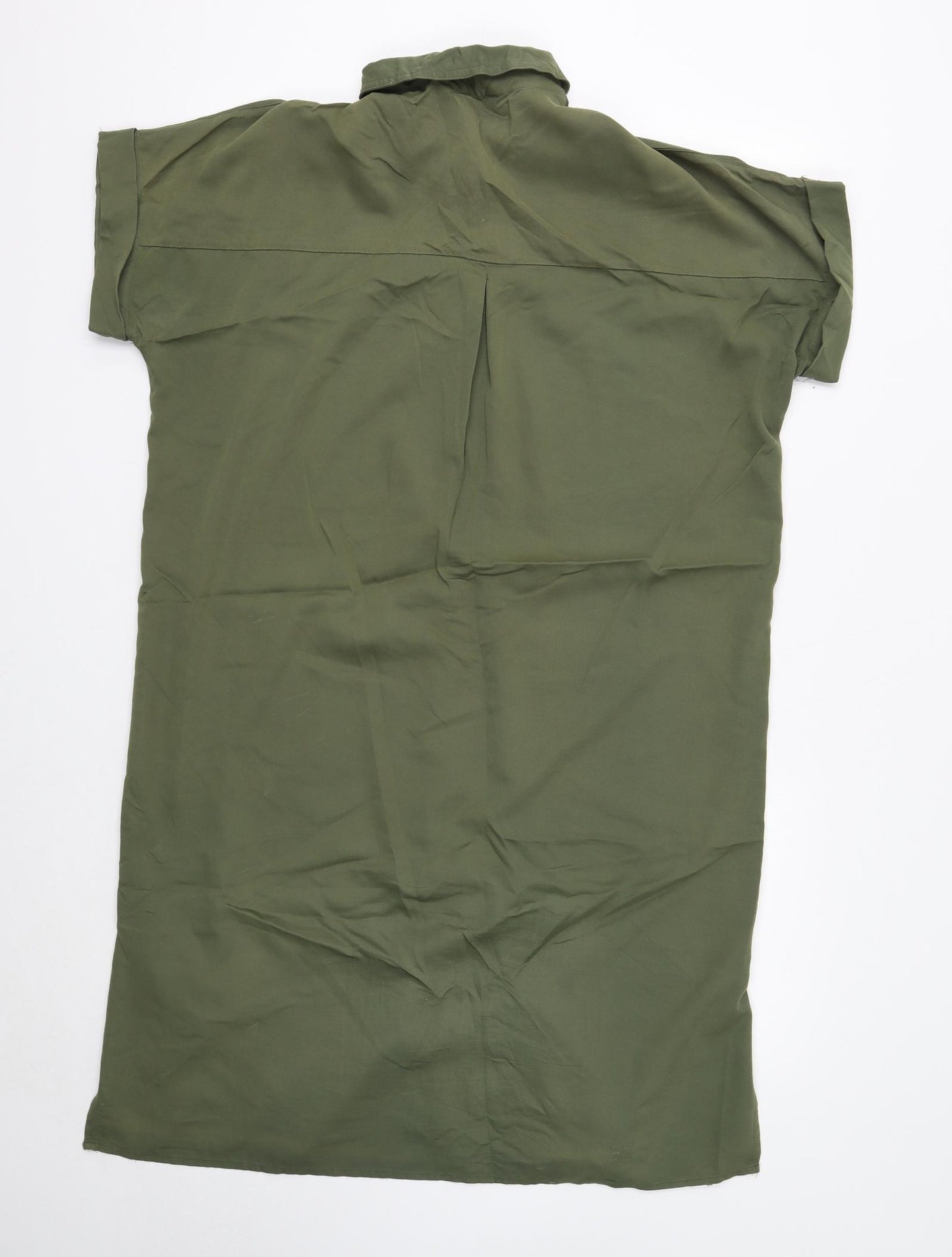 Primark Womens Green Polyester Shirt Dress Size 16 Collared Button