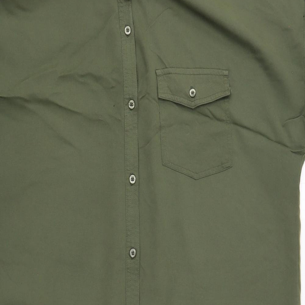 Primark Womens Green Polyester Shirt Dress Size 16 Collared Button