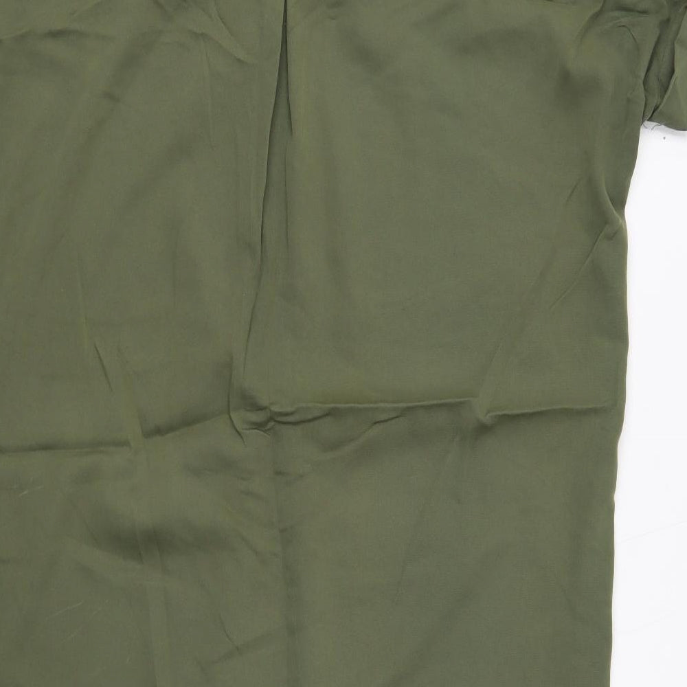 Primark Womens Green Polyester Shirt Dress Size 16 Collared Button