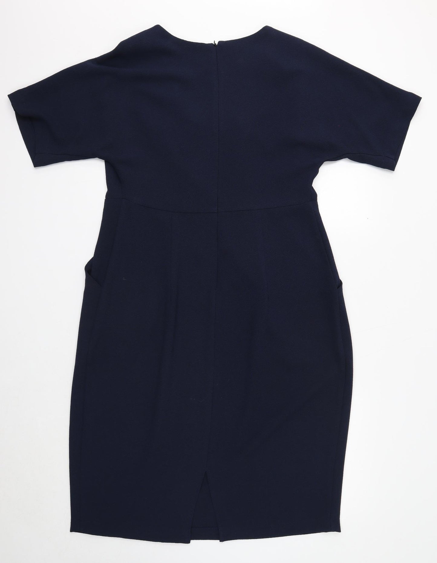 Evans Womens Blue Polyester Pencil Dress Size 16 V-Neck Zip