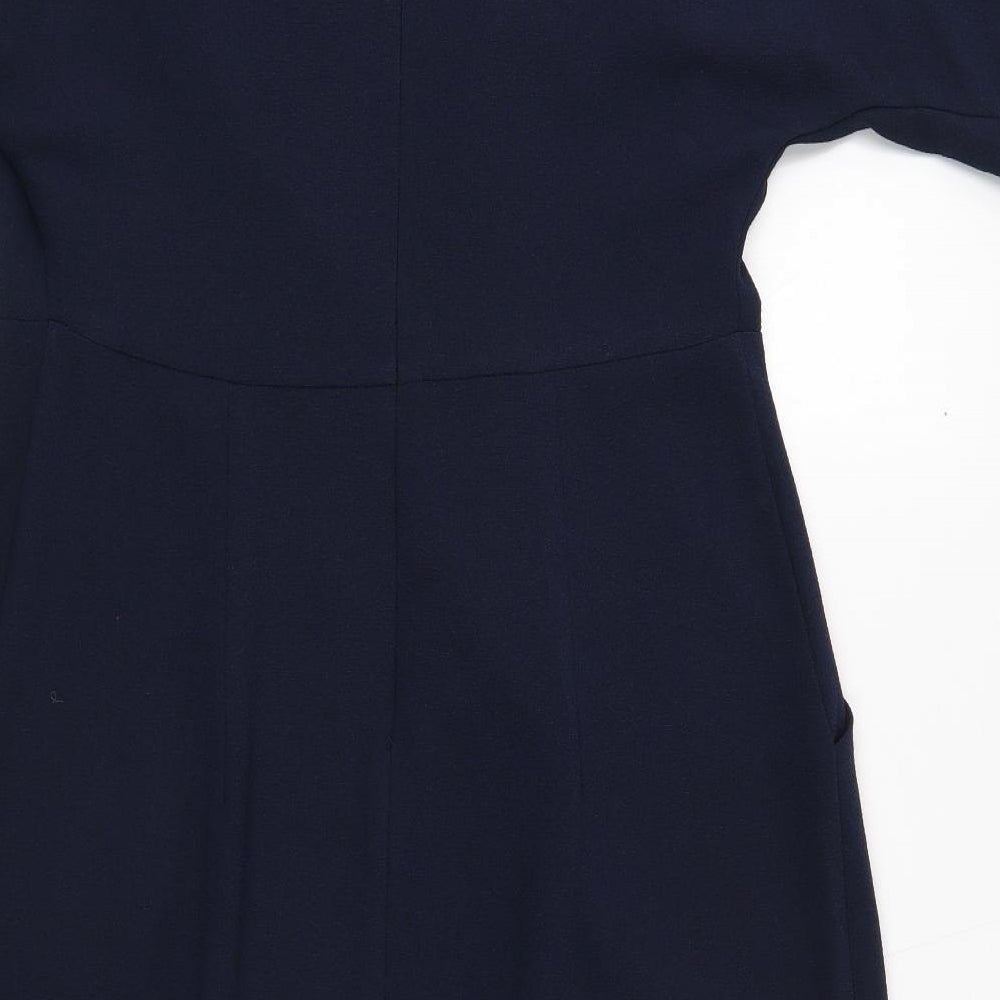 Evans Womens Blue Polyester Pencil Dress Size 16 V-Neck Zip