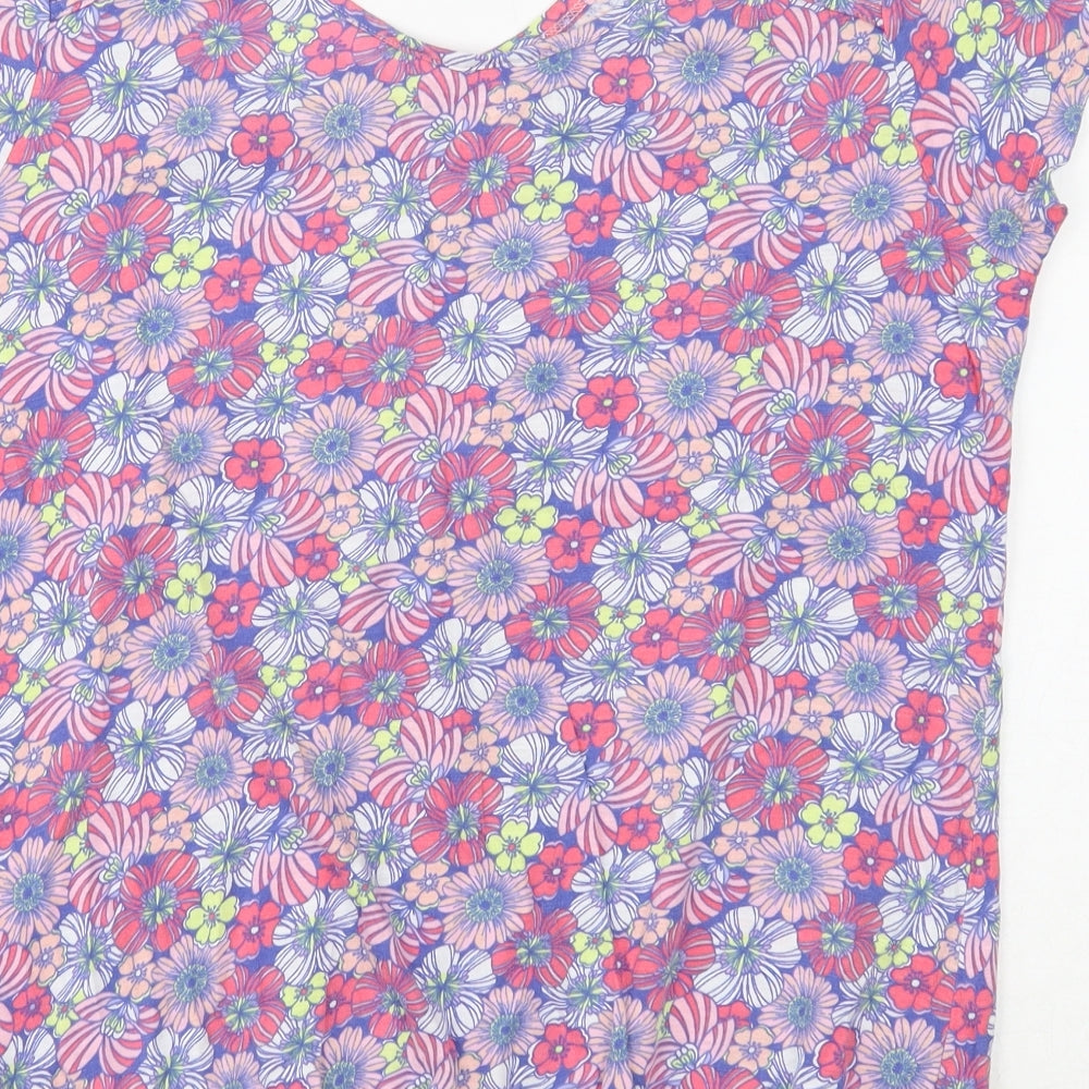 TU Womens Multicoloured Floral Cotton Basic T-Shirt Size 14 Round Neck