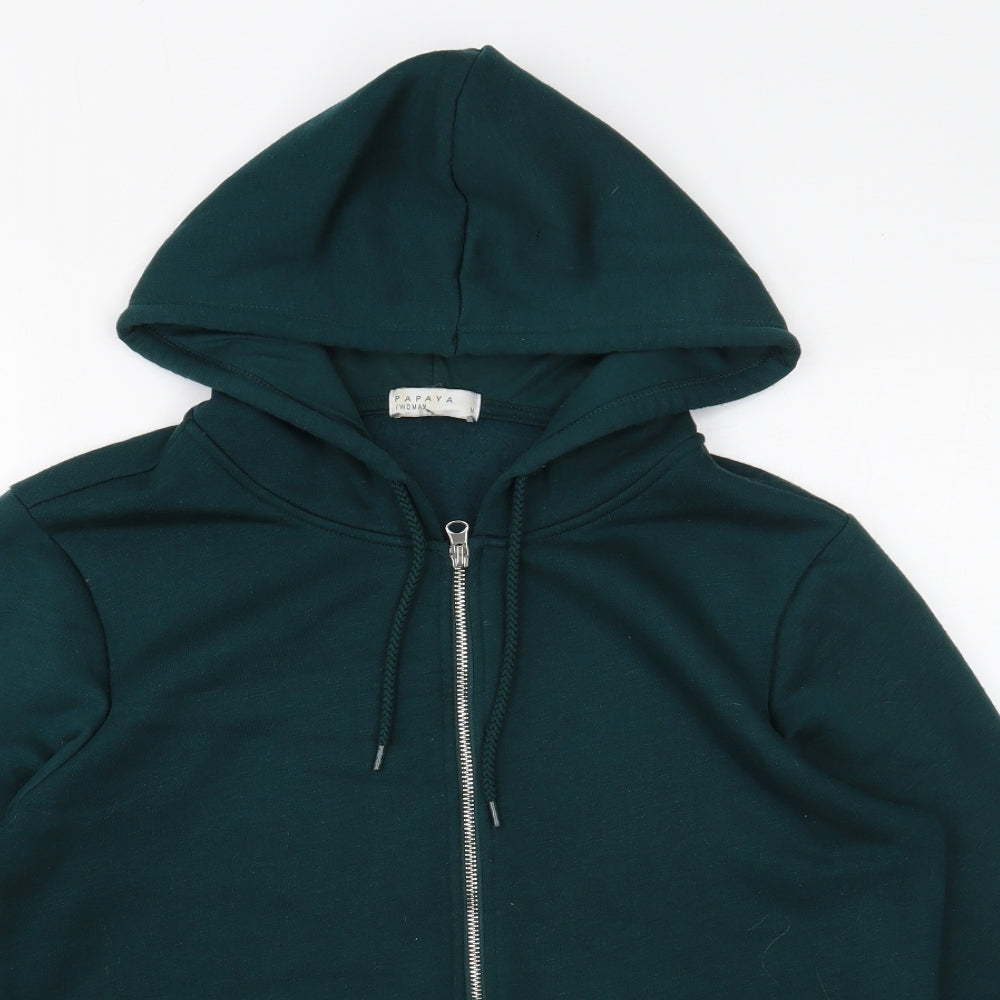 Papaya Womens Green Polyester Full Zip Hoodie Size M Zip