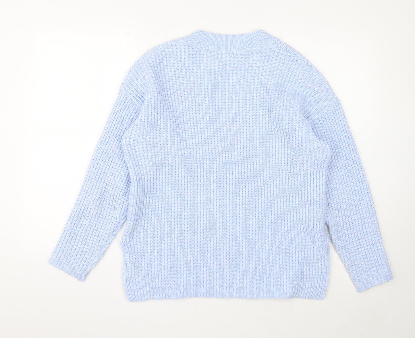 TU Womens Blue V-Neck Polyester Pullover Jumper Size 12