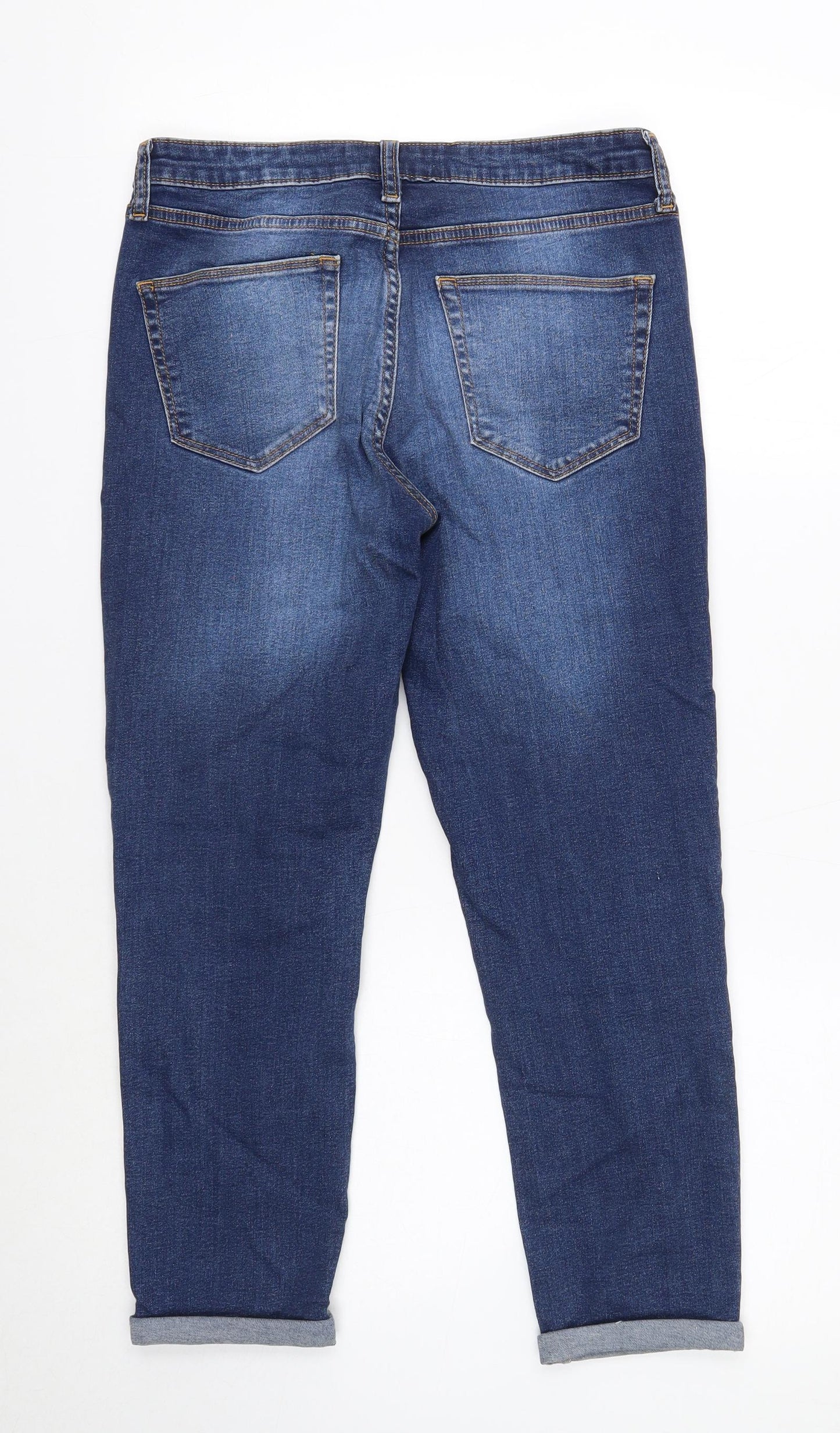 Wallis Womens Blue Cotton Straight Jeans Size 10 Regular Zip