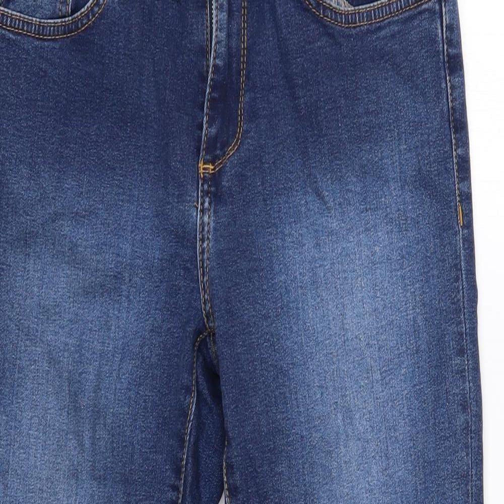 Wallis Womens Blue Cotton Straight Jeans Size 10 Regular Zip