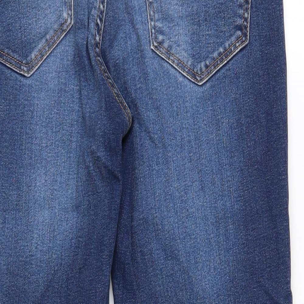 Wallis Womens Blue Cotton Straight Jeans Size 10 Regular Zip