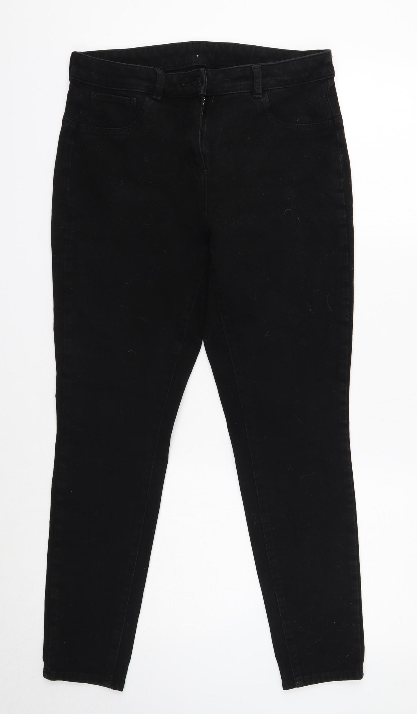 NEXT Womens Black Cotton Jegging Jeans Size 14 Regular Zip