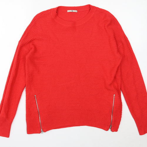 TU Womens Red Scoop Neck Acrylic Pullover Jumper Size 12