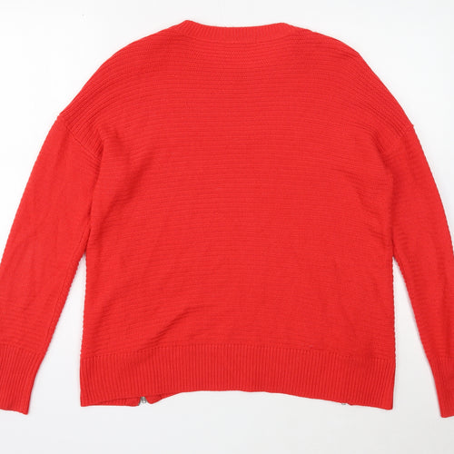 TU Womens Red Scoop Neck Acrylic Pullover Jumper Size 12