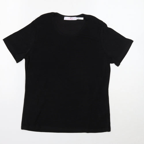 Julipa Womens Black Polyester Basic T-Shirt Size 8 Round Neck