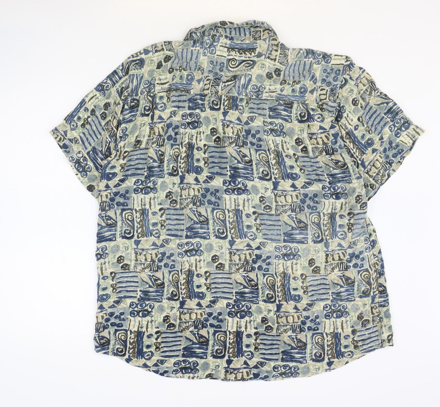 AN:X Mens Multicoloured Geometric Viscose Button-Up Size M Collared Button