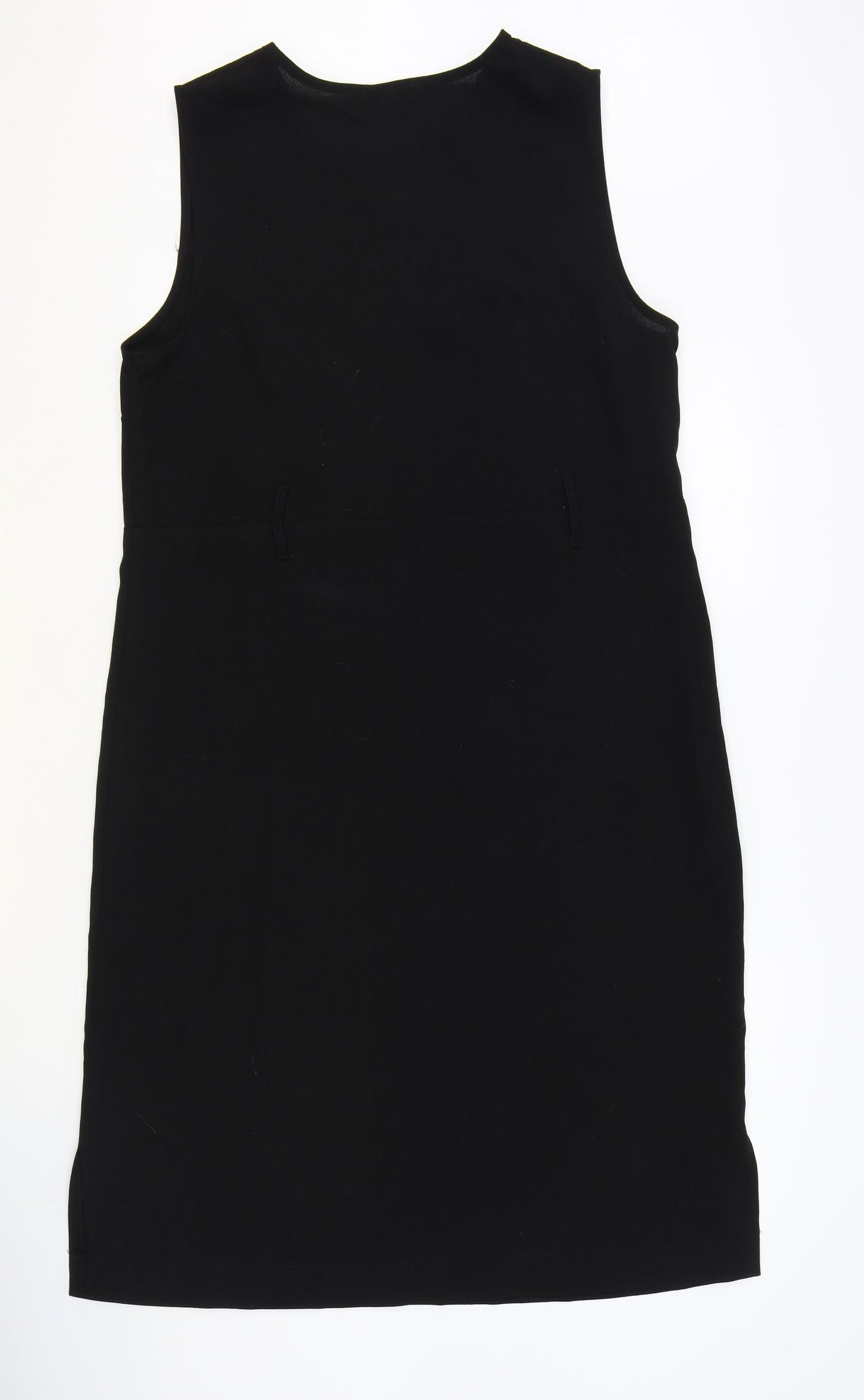 Papaya Womens Black Polyester Tank Dress Size 16 Round Neck Button