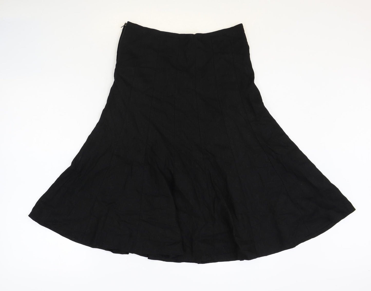 Atmosphere Womens Black Linen Swing Skirt Size 8 Zip
