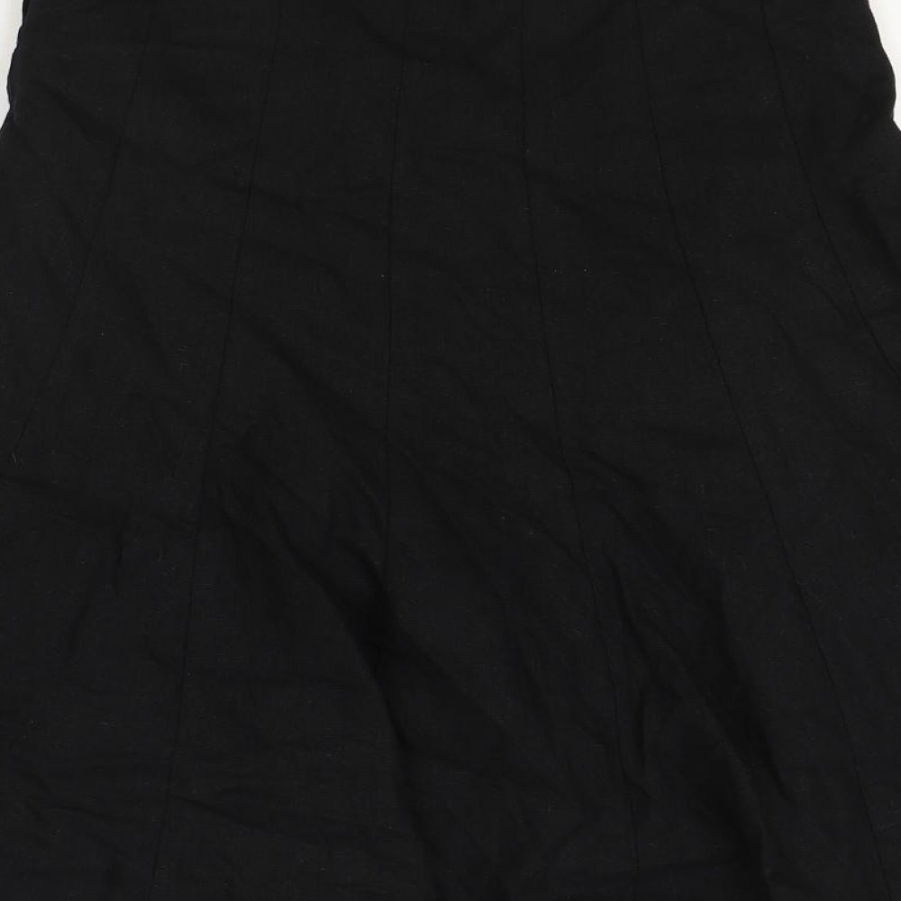Atmosphere Womens Black Linen Swing Skirt Size 8 Zip