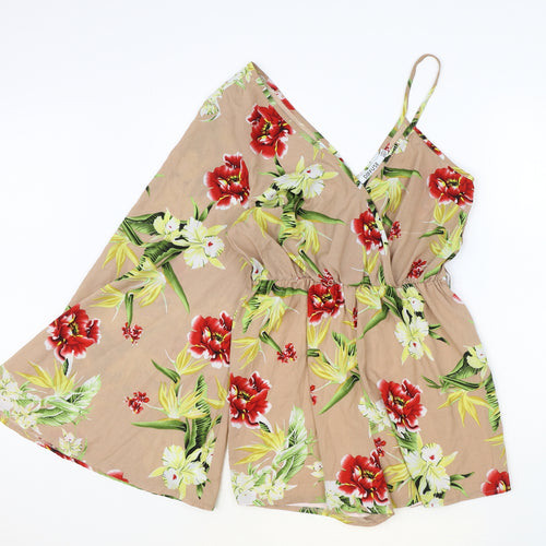 Diffuse Womens Multicoloured Floral Polyester Playsuit One-Piece Size 10 Pullover