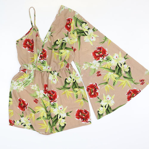 Diffuse Womens Multicoloured Floral Polyester Playsuit One-Piece Size 10 Pullover