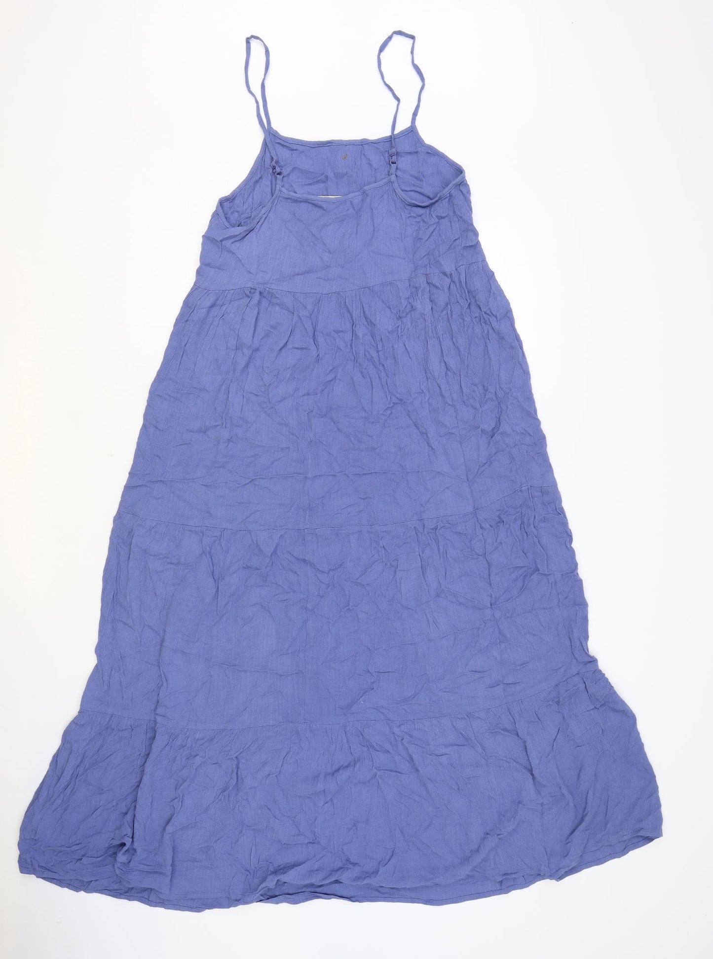Primark Womens Blue Herringbone Viscose Tank Dress Size 8 Scoop Neck Pullover