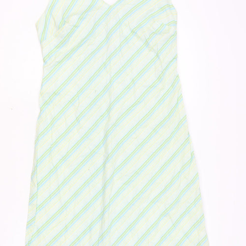 X-Mali Womens Multicoloured Striped Cotton Tank Dress Size L Halter Zip