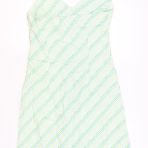 X-Mali Womens Multicoloured Striped Cotton Tank Dress Size L Halter Zip