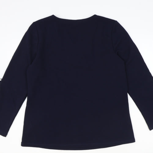 Rockmans Womens Blue Polyester Basic T-Shirt Size S V-Neck