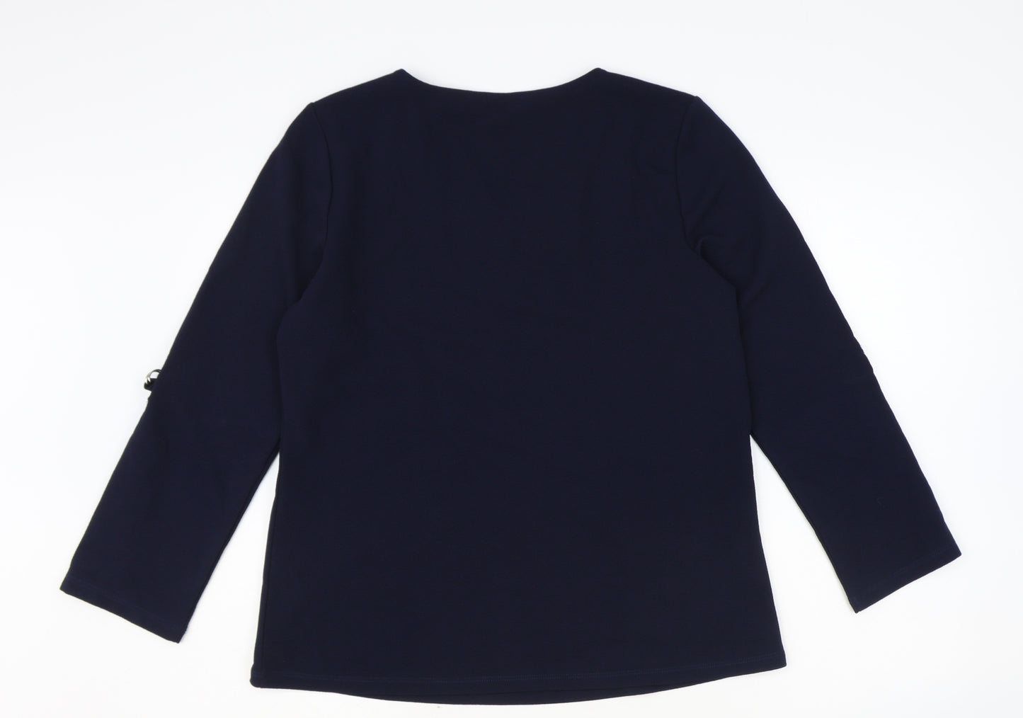 Rockmans Womens Blue Polyester Basic T-Shirt Size S V-Neck