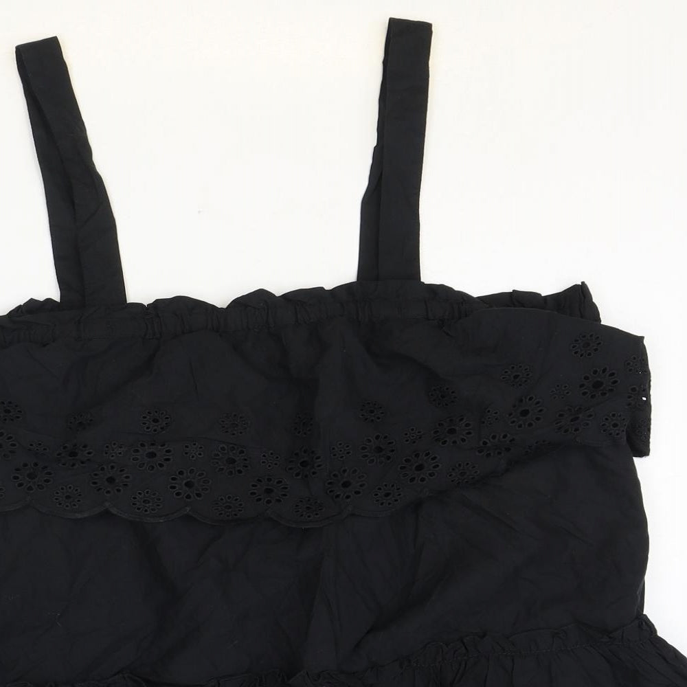 Papaya Womens Black 100% Cotton Basic Tank Size 16 Off the Shoulder - Anglaise Detail