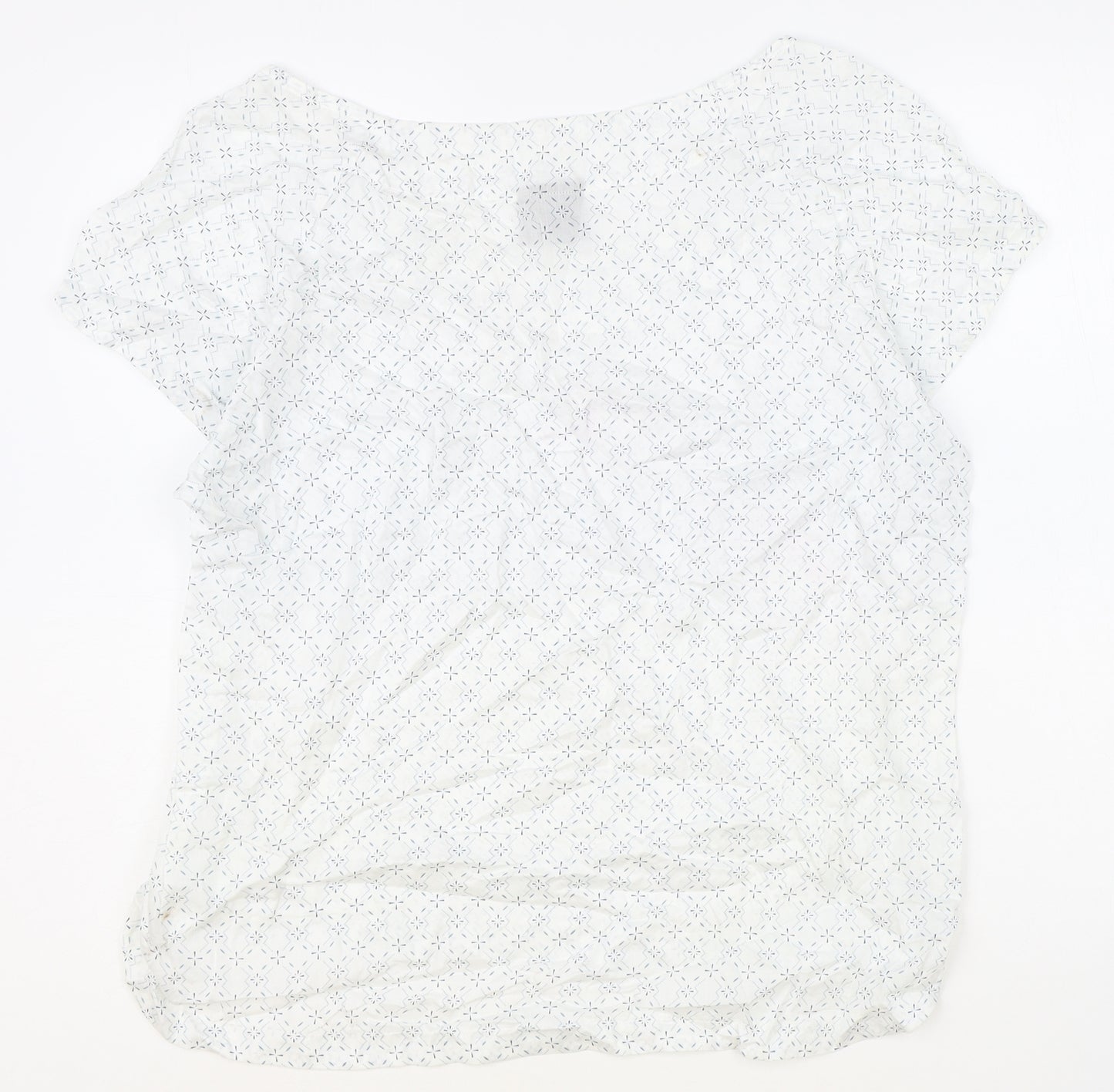 Kathmandu Womens White Geometric 100% Cotton Basic T-Shirt Size 16 Scoop Neck