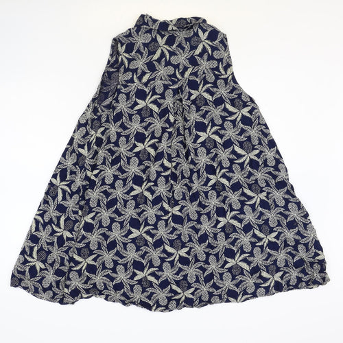 Dickins & Jones Womens Blue Geometric Viscose Basic Blouse Size 12 V-Neck