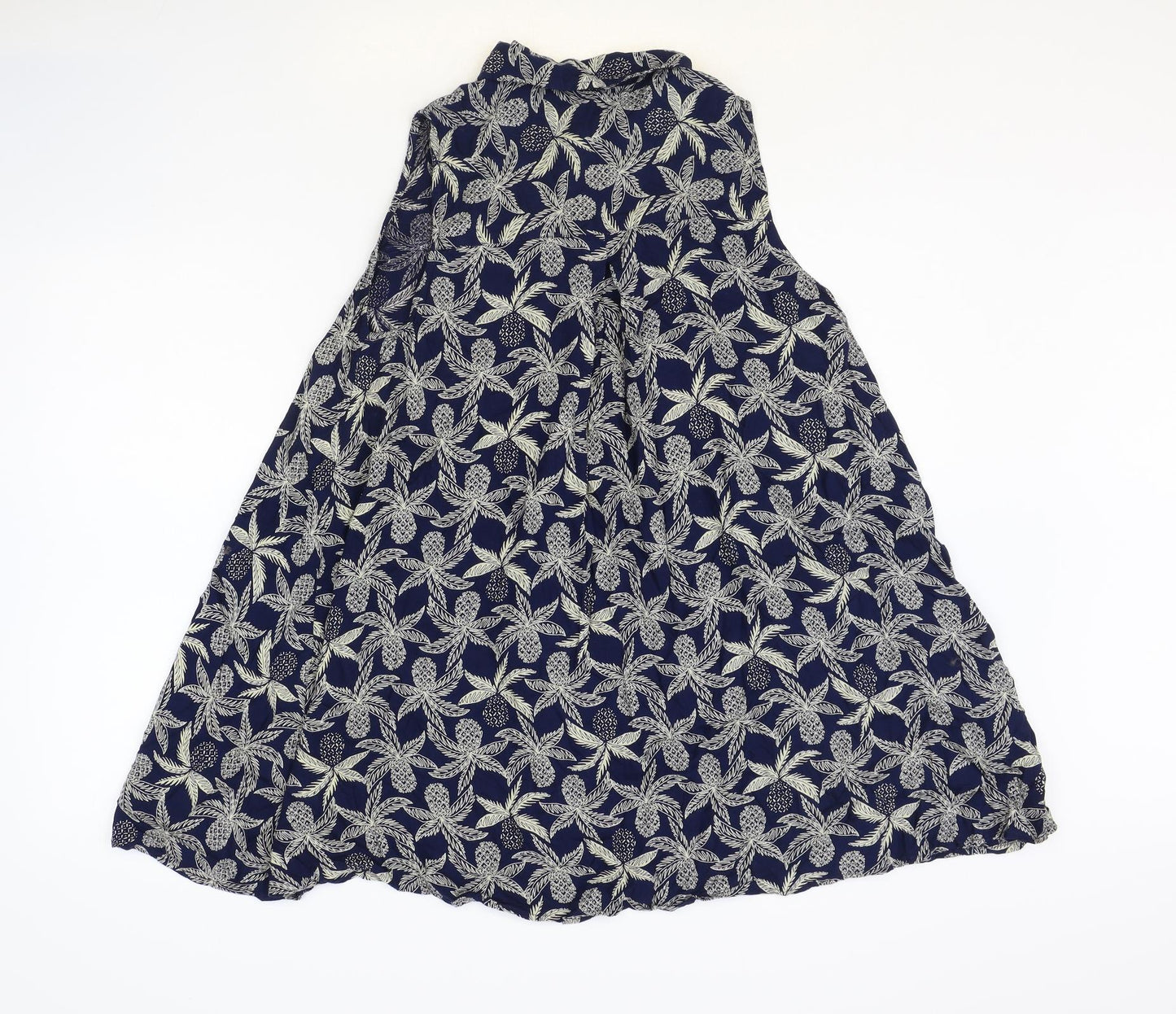 Dickins & Jones Womens Blue Geometric Viscose Basic Blouse Size 12 V-Neck