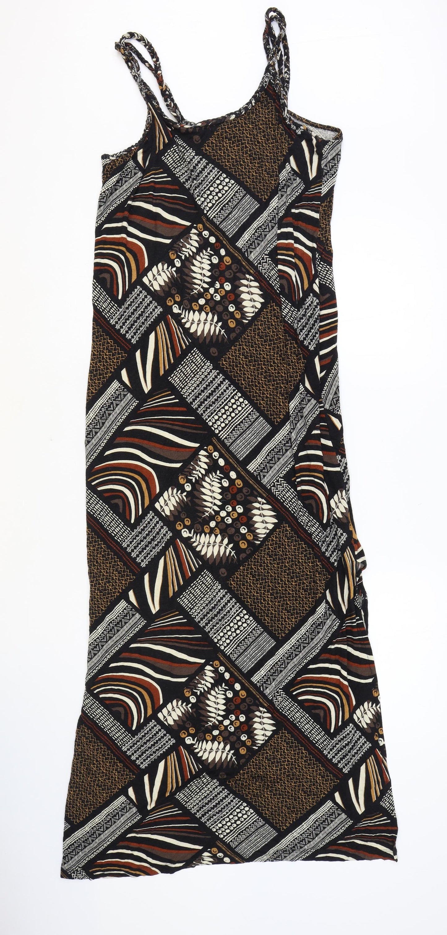 TU Womens Multicoloured Geometric Viscose Tank Dress Size 12 Scoop Neck Pullover