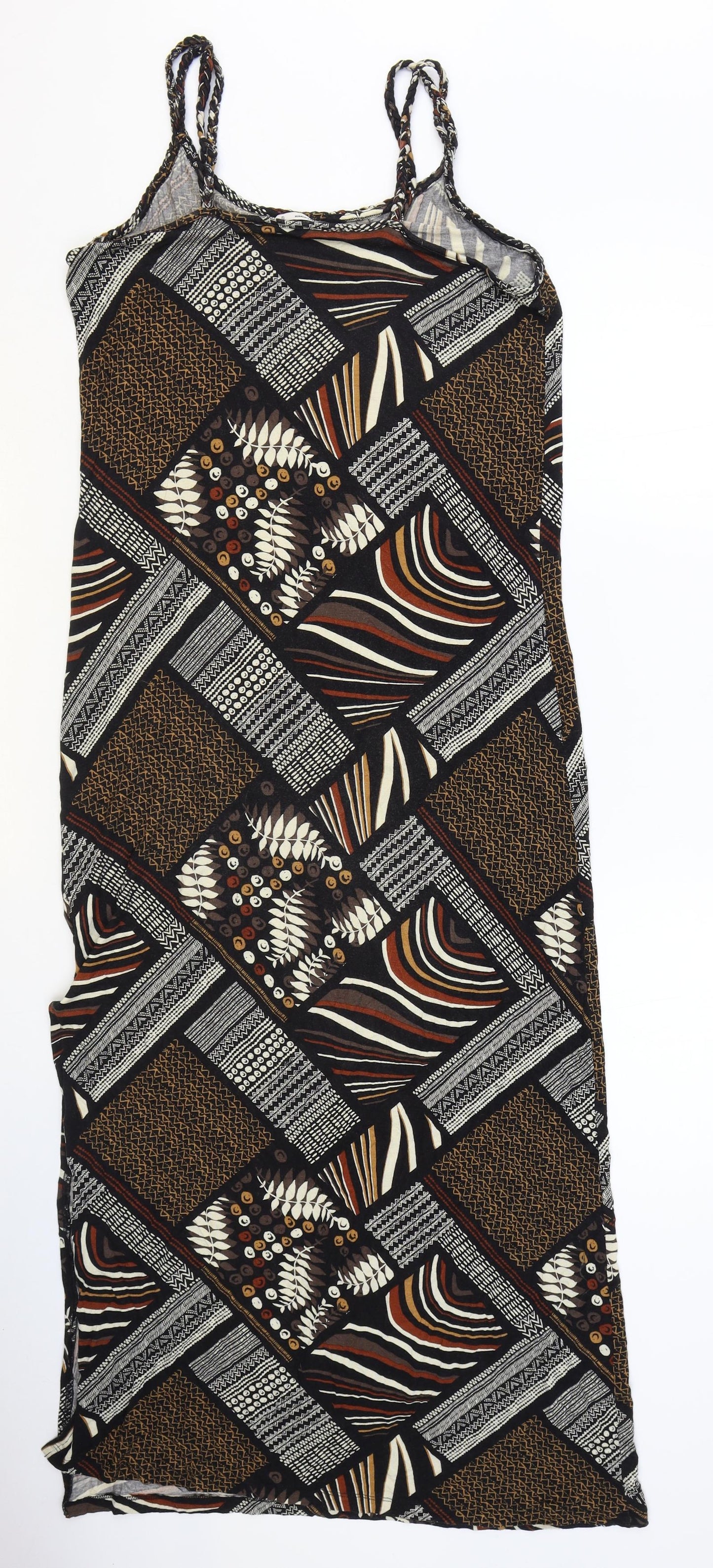TU Womens Multicoloured Geometric Viscose Tank Dress Size 12 Scoop Neck Pullover