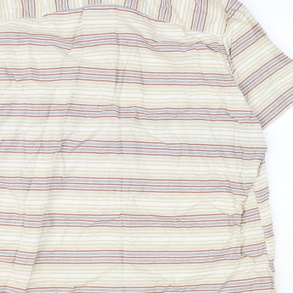 NEXT Mens Multicoloured Striped 100% Cotton Polo Size XL Collared Button