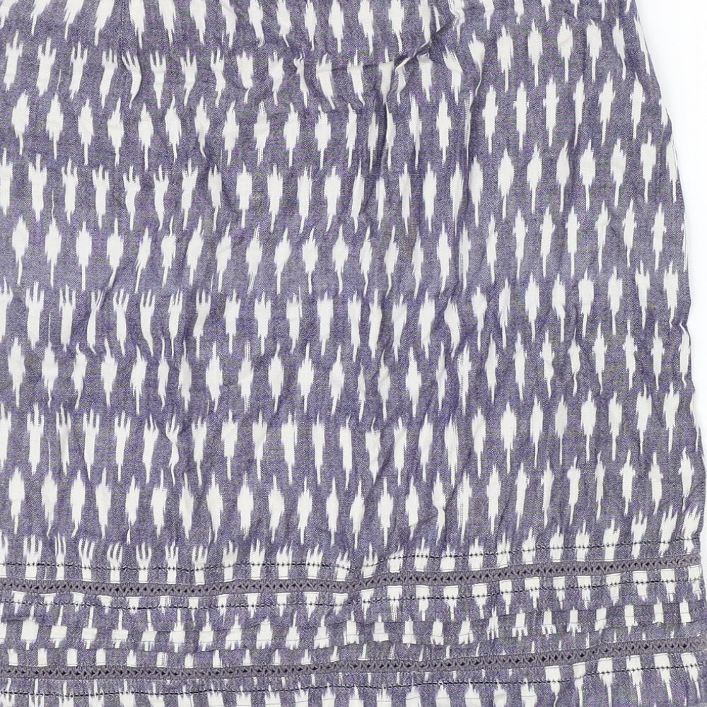 White Stuff Womens Blue Geometric Cotton Straight & Pencil Skirt Size 12 Zip